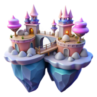 serene minimalist Floating islands connected by bridges of light, vibrant fantasy setting, detailed architecture, magical realism genuine png