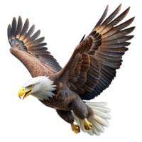 extraordinary abstract A majestic bald eagle soaring through the sky, detailed feathers, bright sunlight, wildlife photography style high resolution png