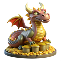 beautiful rustic A fearsome dragon guarding a hoard of gold, its scales gleaming in the torchlight, in a classic, medieval style genuine png