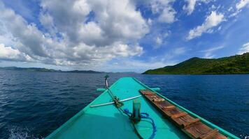 Point of view from a Bangka boat at dawn sailing in tropical waters video
