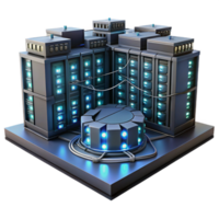 wonderful artistic A server room filled with blinking lights and cables, complex network infrastructure, dark environment, realistic style 4K png