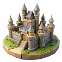 serene vintage A medieval castle on a hilltop, fortified walls, dramatic lighting, epic scale premium png