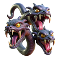 stunning rustic A fearsome hydra, with multiple serpentine heads, each dripping venom, dark and ominous lighting, fantasy art style professional png