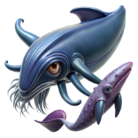 stunning rustic A giant squid battling a sperm whale in the deep ocean, dramatic, dynamic lighting, epic, nature documentary style, 4K png