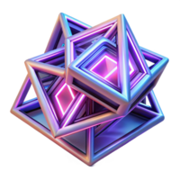 serene contemporary A field of geometric shapes, morphing and transforming, illuminated by a pulsating, neon light original png