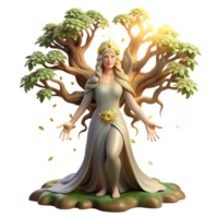 impressive contemporary An ethereal dryad emerges from an ancient oak tree, dappled sunlight filtering through the leaves. Art Nouveau style high resolution png