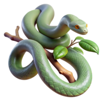 magnificent rustic A slithering snake coiled around a branch, jungle setting with dappled light, realistic reptile rendering style authentic png