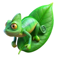 dramatic minimalist A chameleon perched on a bright green leaf, its skin a mosaic of vibrant colors, in a nature documentary style original png