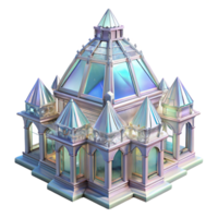elegant creative Crystal palace, intricate glass structure, refracted light, ethereal atmosphere, fantasy architecture, 8k, high resolution png