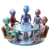 serene traditional A group of alien diplomats gathered around a holographic table, discussing interstellar politics, formal and dignified lighting, photorealistic style exclusive png
