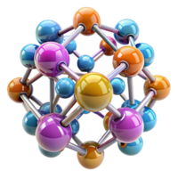 vibrant creative A group of nanobots assembling a complex molecular structure, glowing with various colors, microscopic view, scientific and abstract style 4K png