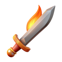 vibrant abstract A stylized sword, flames rising from the blade detailed png