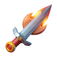 elegant rustic A stylized sword, flames rising from the blade professional png