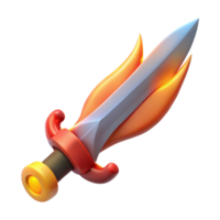 beautiful creative A stylized sword, flames rising from the blade authentic png