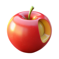 elegant artistic A single, ripe apple, with a bite taken out of it original png