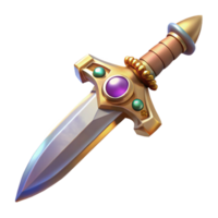 vibrant minimalist Realistic, ornate dagger, jeweled hilt, sharp blade authentic png