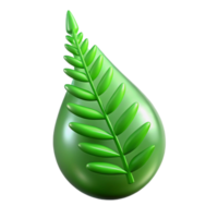 wonderful creative A single, perfect dewdrop clinging to a vibrant emerald green fern frond, illuminated by a soft, diffused morning light, hyperrealistic style professional png