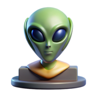 elegant artistic Alien trophy head, mounted on plaque, exotic design high resolution png