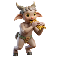 extraordinary creative A playful satyr with goat legs and a mischievous grin, playing a pan flute in a sun-drenched forest glade, illuminated by dappled sunlight in a rococo style authentic png