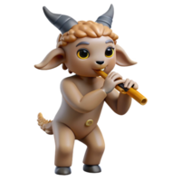beautiful artistic A playful satyr with goat legs and a mischievous grin, playing a pan flute in a sun-drenched forest glade, illuminated by dappled sunlight in a rococo style detailed png