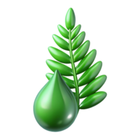 serene rustic A single, perfect dewdrop clinging to a vibrant emerald green fern frond, illuminated by a soft, diffused morning light, hyperrealistic style high quality png