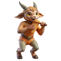 magnificent creative A playful satyr with goat legs and a mischievous grin, playing a pan flute in a sun-drenched forest glade, illuminated by dappled sunlight in a rococo style exclusive png