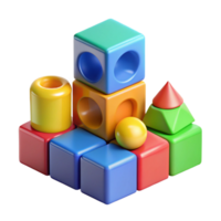 dramatic minimalist Building blocks, colorful, various shapes, authentic png