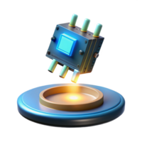 dramatic abstract A single, glowing circuit board component, levitating in mid-air, illuminated by a spotlight, in a product photography style genuine png