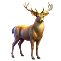 impressive creative A majestic stag standing in a misty forest, illuminated by a single ray of sunlight, in a mystical, painterly style premium png