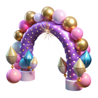 magnificent creative Festive Balloon Arch with Lights Isolated for Party Graphics premium png