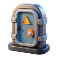 serene artistic Spaceship door, airtight seal, warning lights genuine png