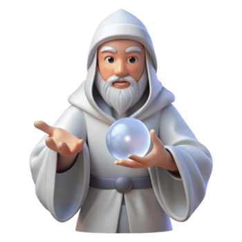 skön modern en klok orakel med strömmande vit klädnader och en lugn uttryck, gazing in i en kristall boll, upplyst förbi mjuk, eterisk ljus i en mystisk konst stil äkta png