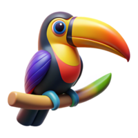 vibrant vintage A colorful toucan perched on a branch, its large beak a focal point, depicted in a vibrant, pop art style high resolution png