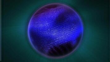 Abstraction of cosmic energy. Blue sphere filled with mobile plasma energy radiates light, creating a unique atmosphere of space. video