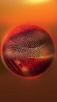 Abstraction of cosmic energy. Red sphere filled with mobile plasma energy radiates light, creating a unique atmosphere of space. video