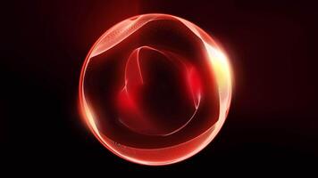 Abstraction of cosmic energy. Illusory red neon sphere filled with moving, smoothly oscillating plasma energy. video