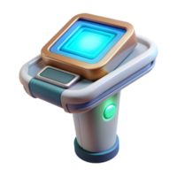 elegant rustic Futuristic medical scanner, handheld device, glowing screen original png