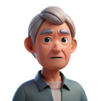 magnificent rustic Thoughtful senior man, looking away, wrinkles, authentic png
