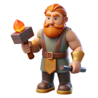serene abstract Hephaestus, God of the Forge, holding a hammer professional png