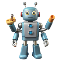 impressive rustic Robot with multiple arms, various tools attached authentic png
