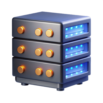 dramático artístico servidor prateleira com piscando luzes 4k png