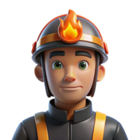 extraordinary contemporary Portrait of a courageous firefighter with a helmet and a determined gaze, illuminated by the flickering flames of a fire, in a heroic, dramatic style detailed png