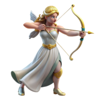 impressive rustic Artemis, Goddess of the Hunt, with a bow and arrow professional png