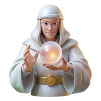 impressive abstract A wise oracle with flowing white robes and a serene expression, gazing into a crystal ball, illuminated by soft, ethereal light in a mystical art style original png