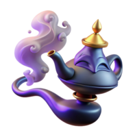 extraordinary artistic A powerful djinn emerging from a magic lamp, swirling smoke and glowing embers, mystical lighting, Arabian Nights style authentic png