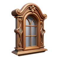 beautiful modern Victorian window frame, intricate wood design 4K png