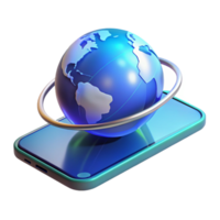 extraordinary rustic A holographic projection of Earth rotating slowly above a sleek, minimalist smartphone, cool blue lighting, futuristic style authentic png