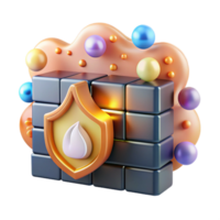 vibrant minimalist Firewall Icon Network Security Protection Transparent for Data Privacy high quality png