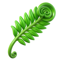 dramatic rustic Single green fern frond unfurling detailed png