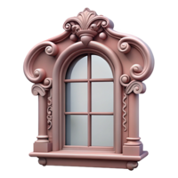impressive abstract Victorian window frame, intricate carvings, premium png